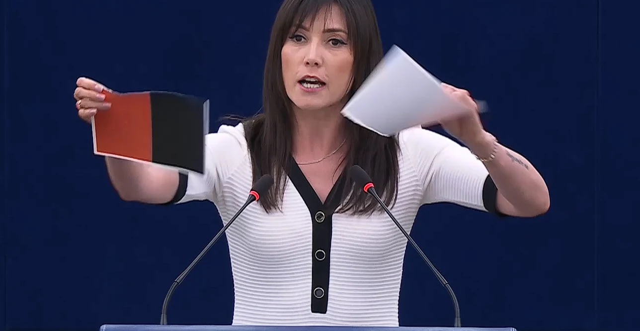 Lengyel EP-képviselő széttépte az UPA zászlaját az Európai Parlamentben: „Le a banderista nácizmussal!”