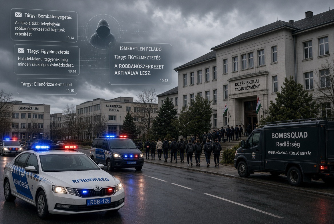 Országszerte több mint 70 iskolában volt összehangolt bombariadó hétfő délelőtt – a fenyegető e-mailek „a bosszú napját” hirdették
